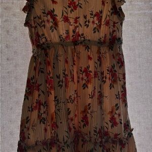 Nannette Floral Dress with Pink and Orange Accents